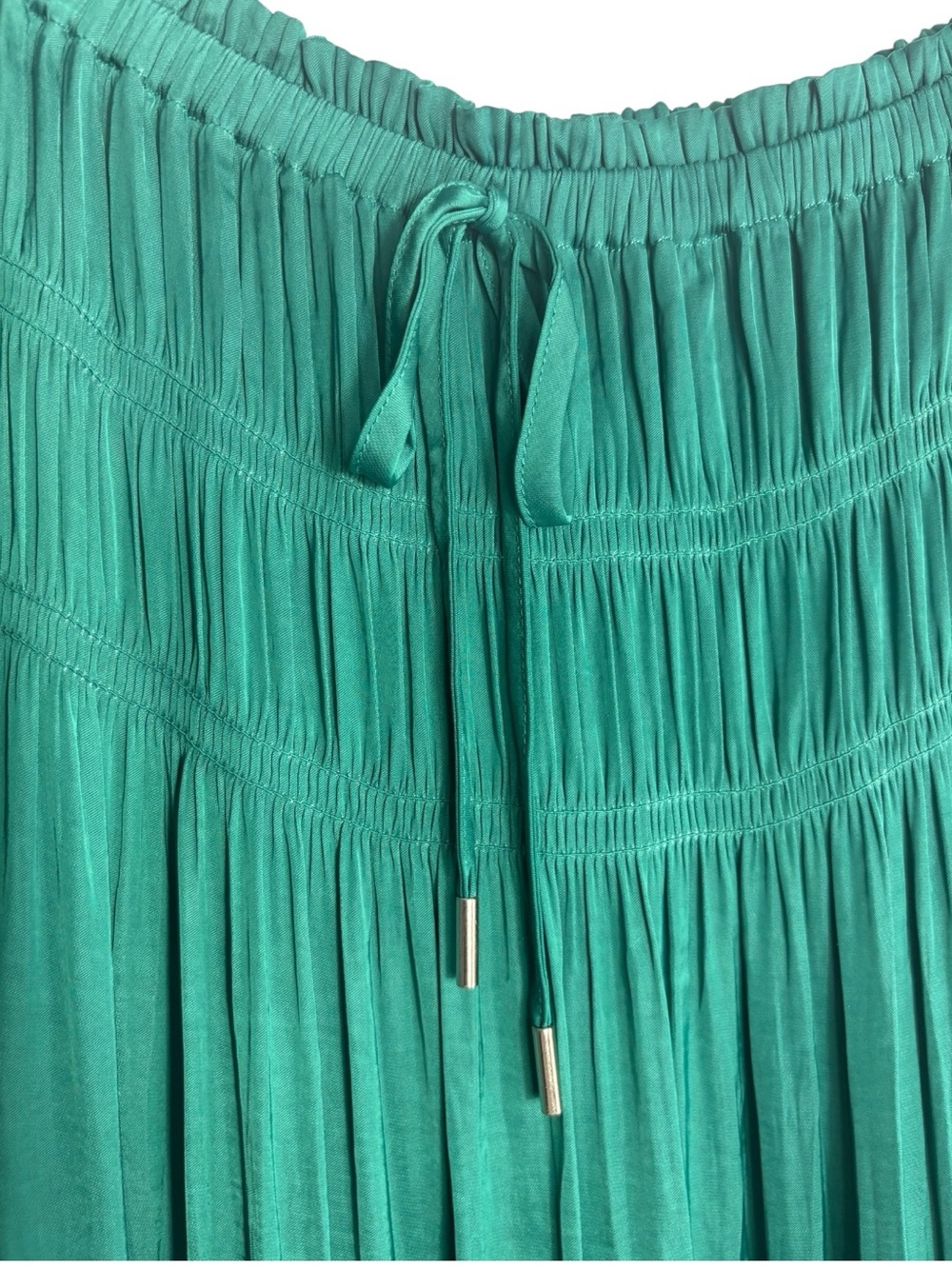 MAISON d'AMELIE Crinkle Pleated Emerald Green Pleated Tiered Skirt Size L—NWT! - Picture 4 of 8